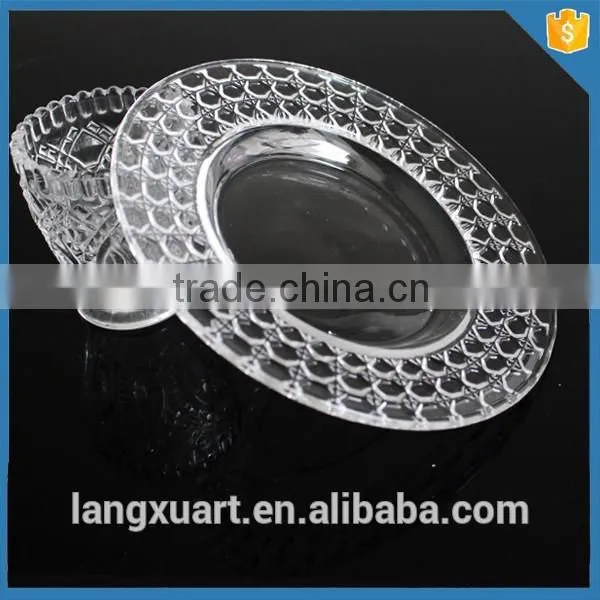 LXHY-T039 Hand pressed Crystal Glass Cheap oneycomb wholesale bulk dinner plate