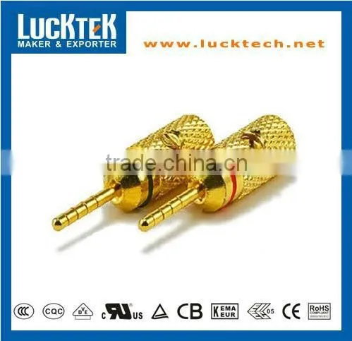 Glod Plated Connector Speaker Plug with Screw Lock