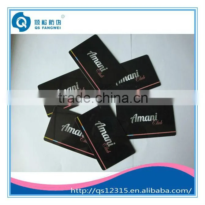 CR80 PVC plastic club membership card with serial number