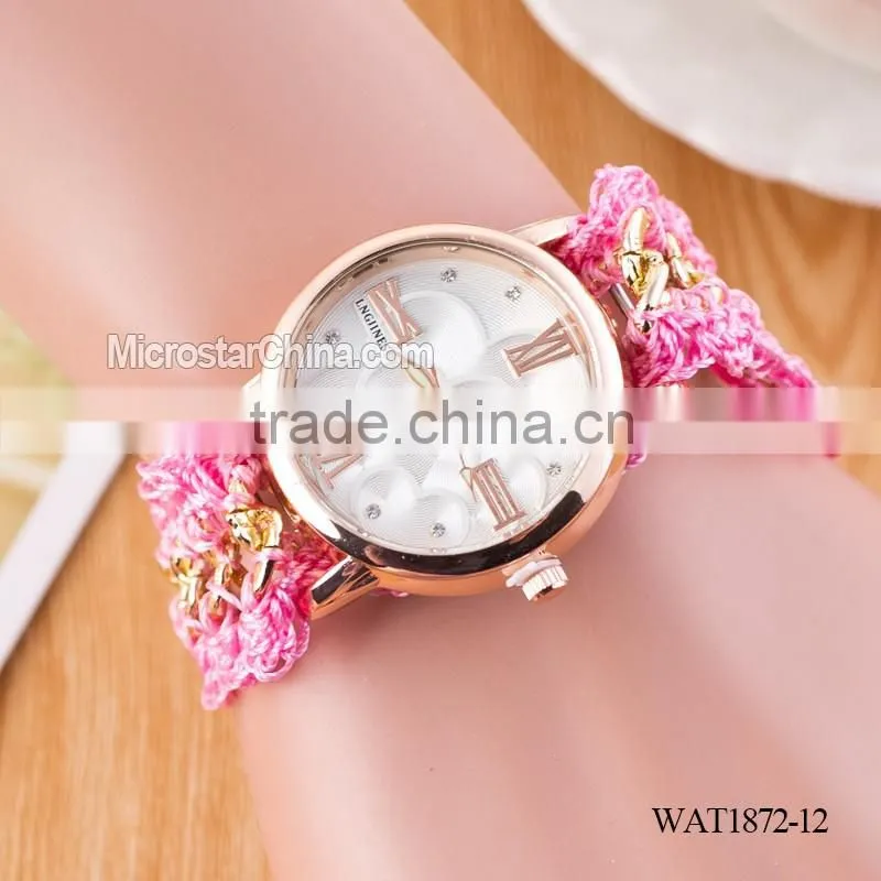 New Classic Geneva Ethnic Braided Analog Quartz Chain roman numerals lady watch