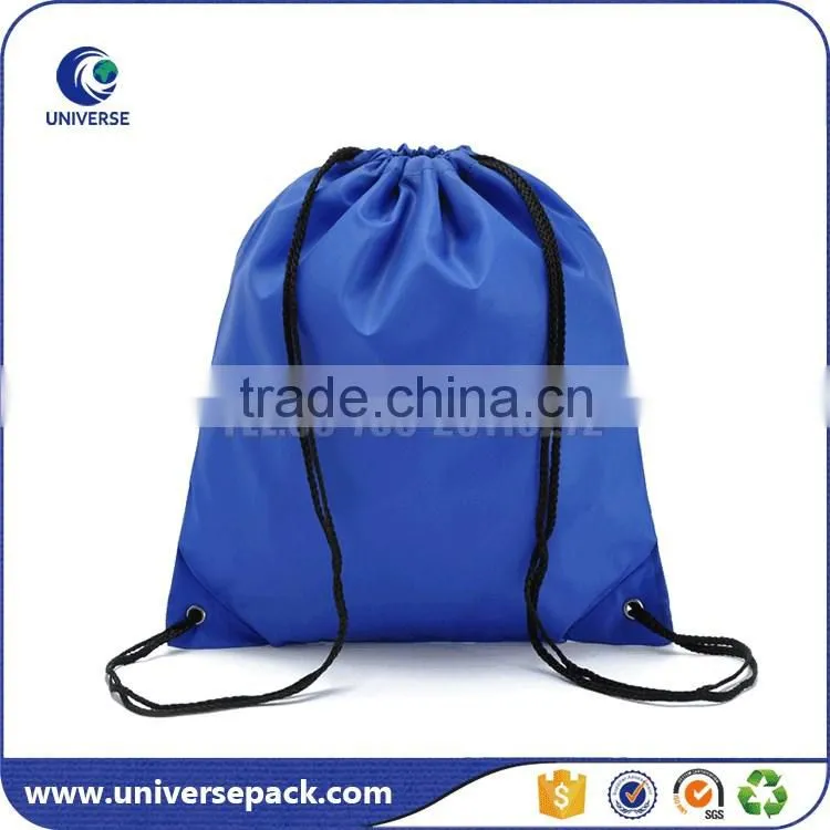 High quality blue plain backpack bags with drawstring for gym