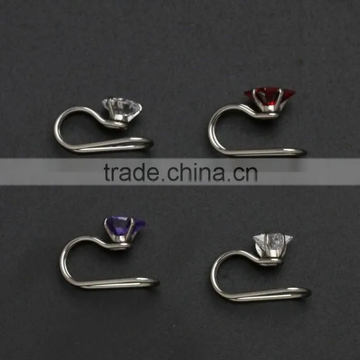 CZ Jewelry Unique 316L Surgical Steel Fake Piercing Cartilage Clip On Earrings