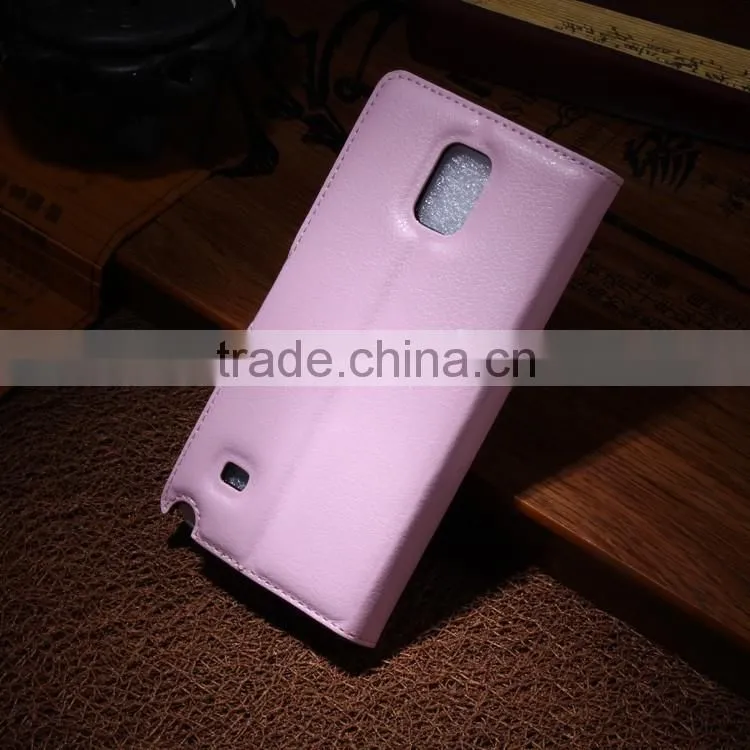 Wholesale Folio Stand Case PU Leather Flip Cover with Wallet for Samsung GALAXY Note4