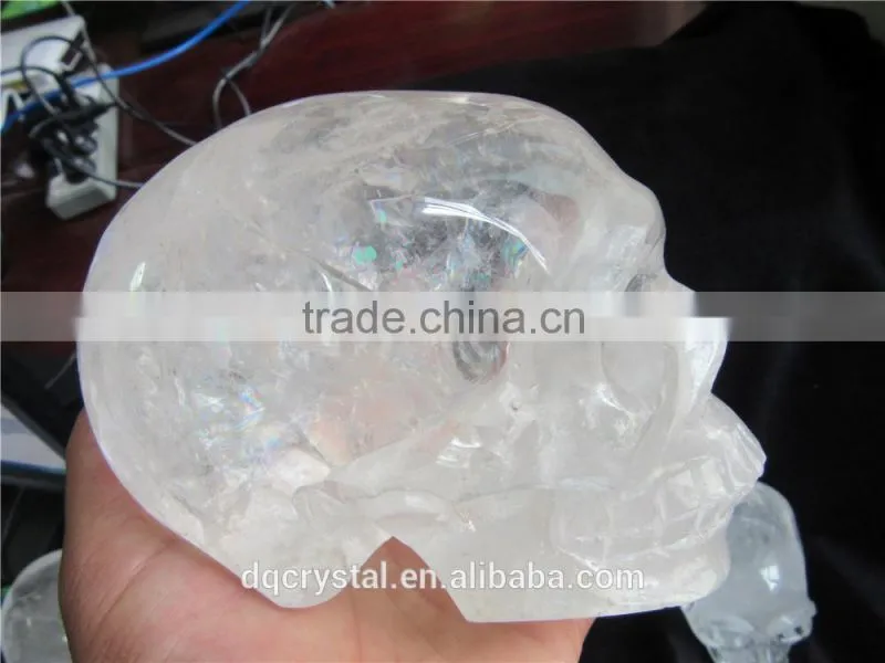 Hot sale natural clear white china crystal skull