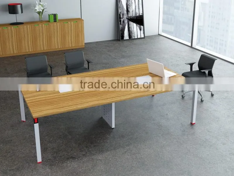 Classical duarable wood veneer office conference Table with metal base