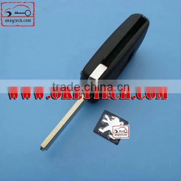 OkeyTech Peugeot 307 3 button remote key shell with light button no battery place without groove blade for key peugeot 307 key