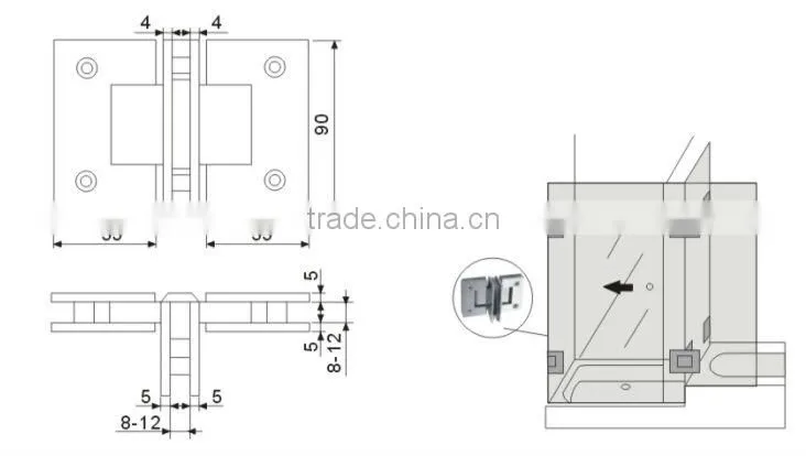 90 Degree Glass Hinge