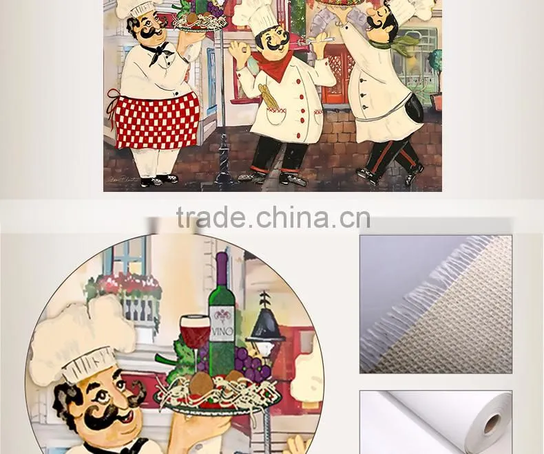 Modern handmade funny fat cook oil painting