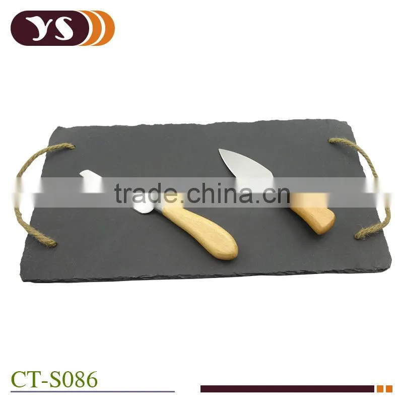natural slate with 2pcs cheese knife