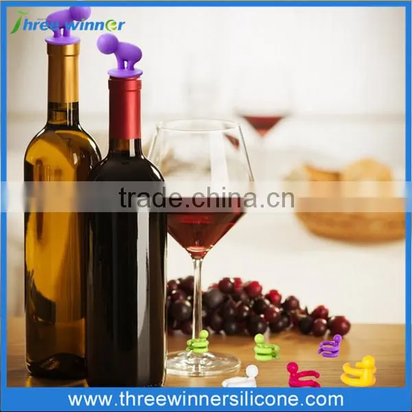 Suction cup wine glass marker silicone Promotional wine markers