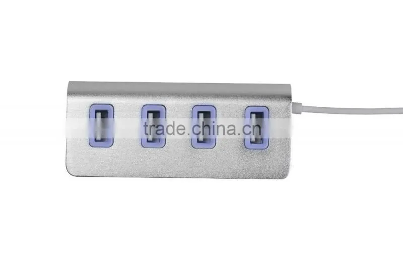 Aluminium casing usb por hub, Type C Change to 4 port usb 2.0 hub for Macbook with LED indicators
