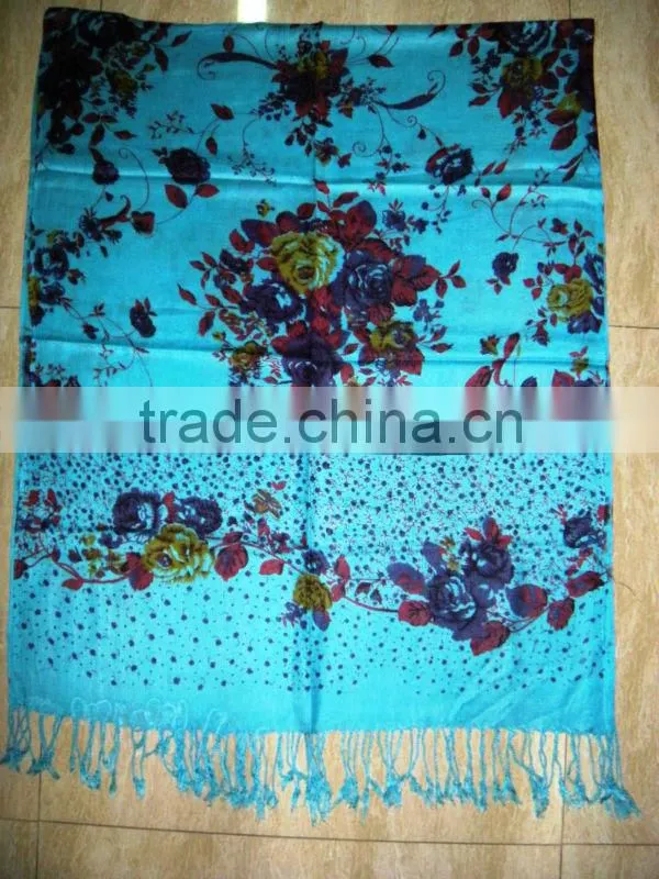 Viscose Rose Flower Print Ladies Shawls 2013