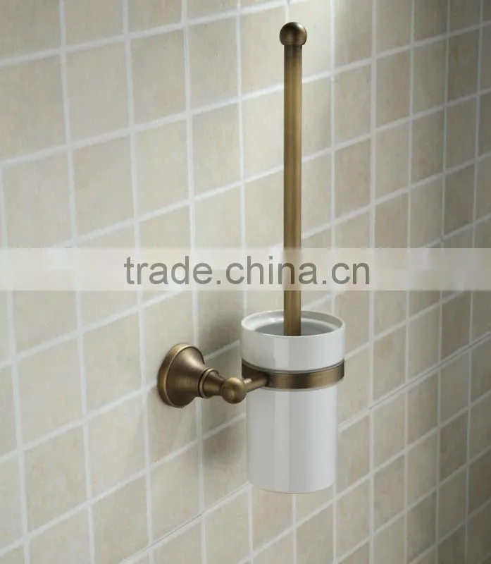 2014 London Fashion Pure Ceramic Antique Brass Toilet Brush Holder Accessories for Bathroom