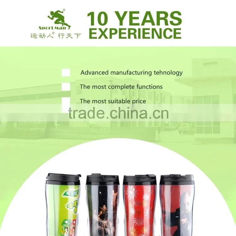 Non-spill stainless steel travel mug with logo imprint 16oz paper insert coffee mug vacuum&thermos flask mug