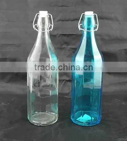 colored glass milk bottle liquid bottle with colored swing top lid