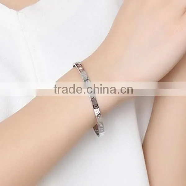Stainless Steel Jewelry Rhinestone Roman Numerals Bracelet