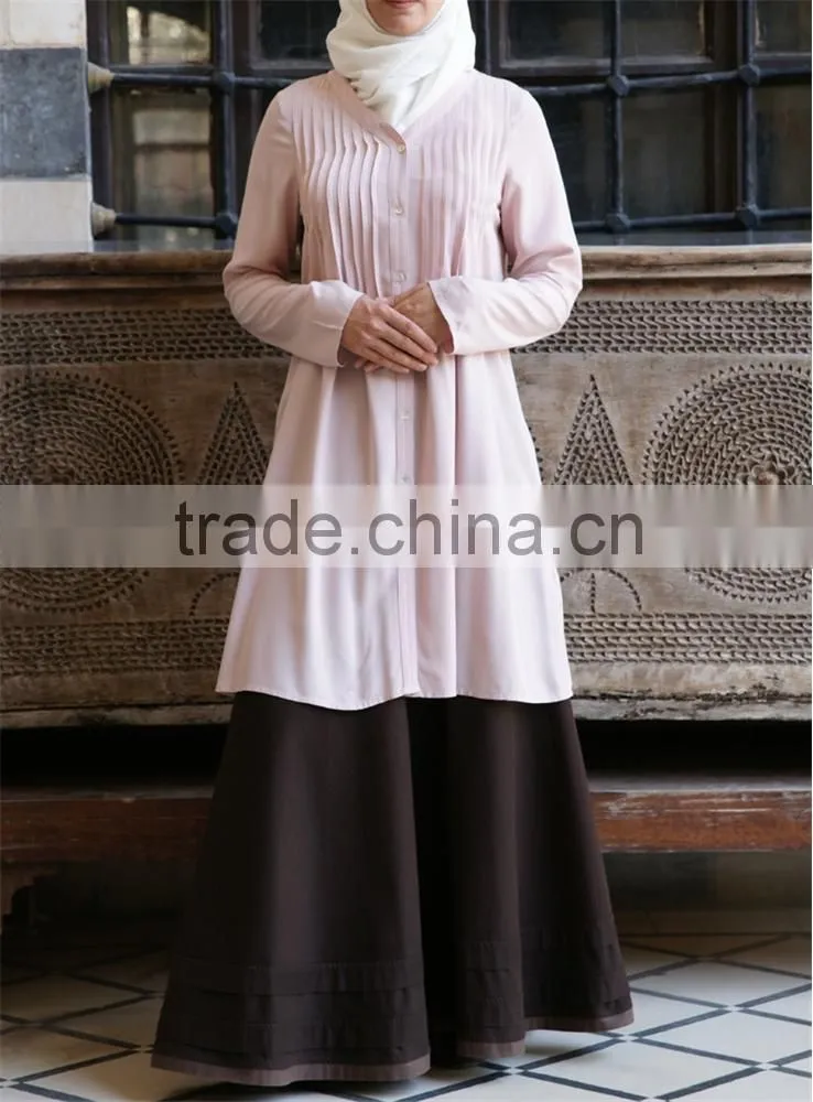 OEM service China factory custom made arabic linen buttons women tunic tops