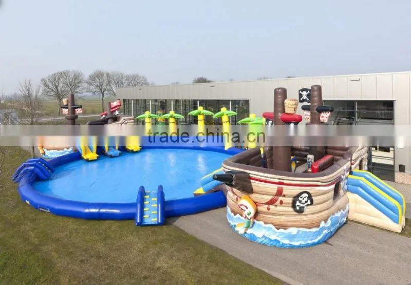 customized inflatable ground water park high sale huge inflatable pool with slides