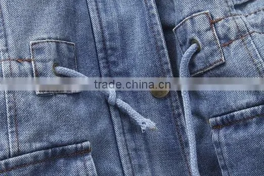 Top Design Women's Fur Hooded Denim Jacket Jeans Coat