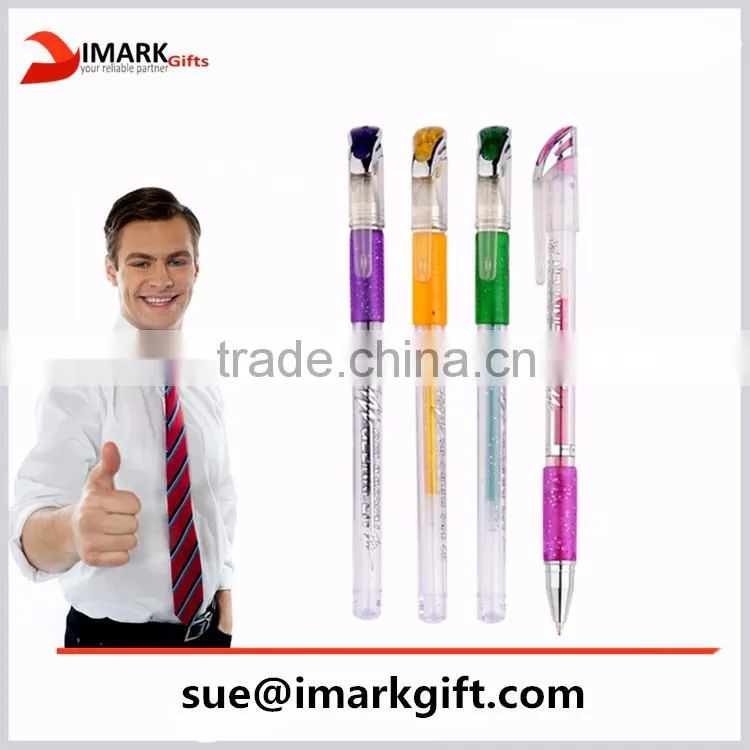 Multicolor Glitter Gel Pen with rubber gripper hot sale customized logo gel pen