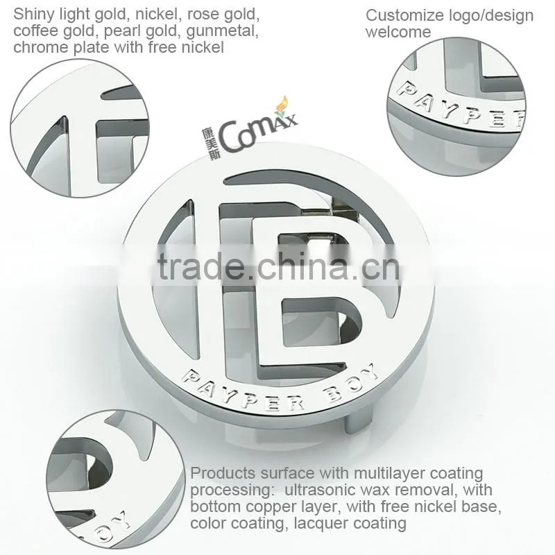 Hollow round metal custom belt buckle with engraved logo