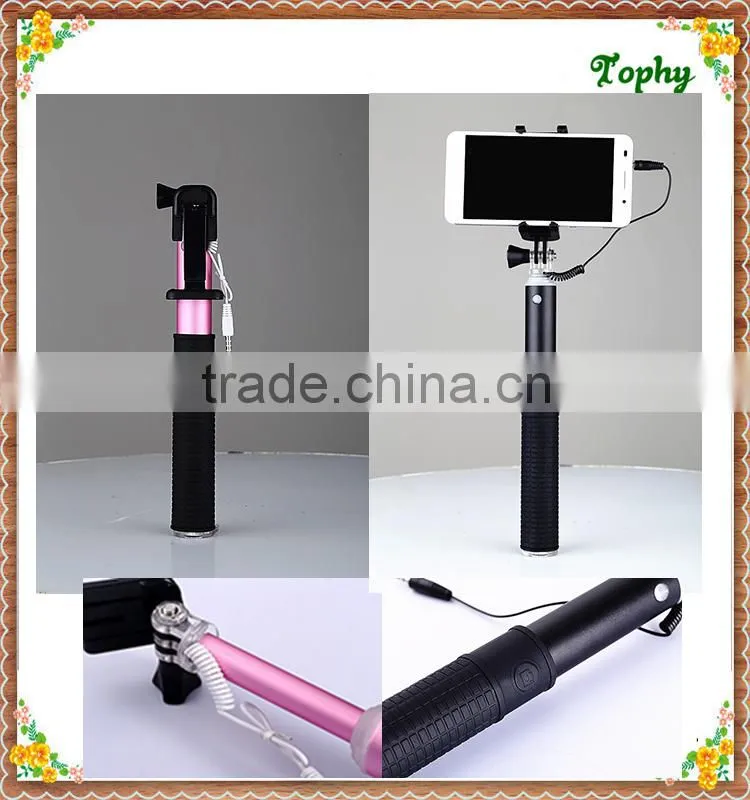 2015 New High-quality Aluminium Alloy Extendable Hand Held Foldable Selfie Stick/Monopod Selfie Stick/Cable Selfie Stick