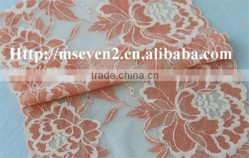hot selling 20cm width elastic band brazilian hair flower pattern full lace trim