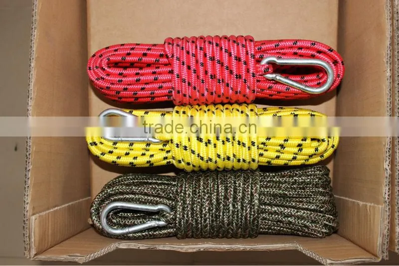diamond braided nylon rope with metal hook