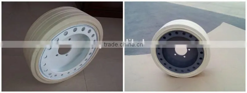 scissor lift platform solid tire with REACH certification and different colors rims with brake