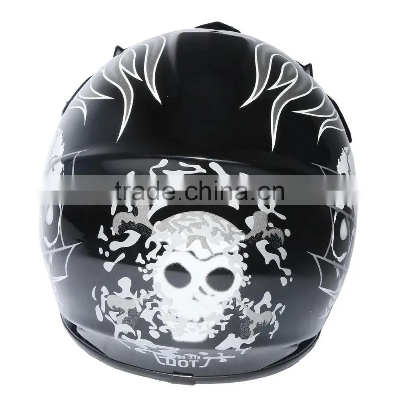 Youth Black/Silver Skull Bike Motocross Helmet Goggles+gloves+Interphone S M L