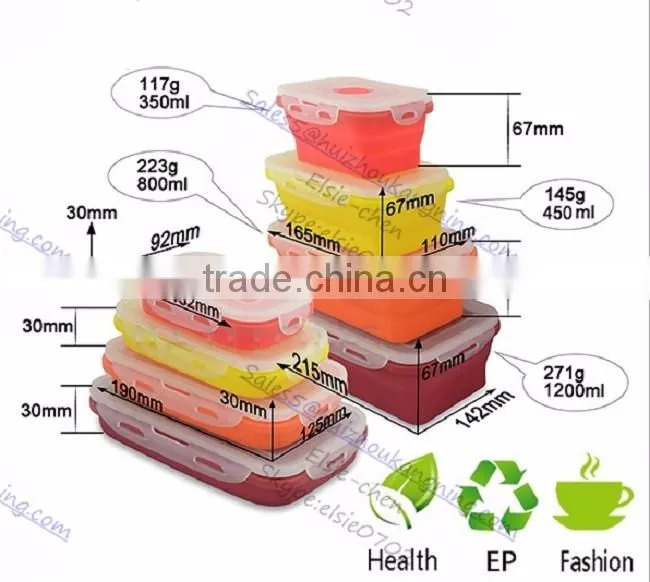 Silicone Outdoor Food Box Silicone Collapsible Outdoor Food box Silicone NON Leaking Food Box