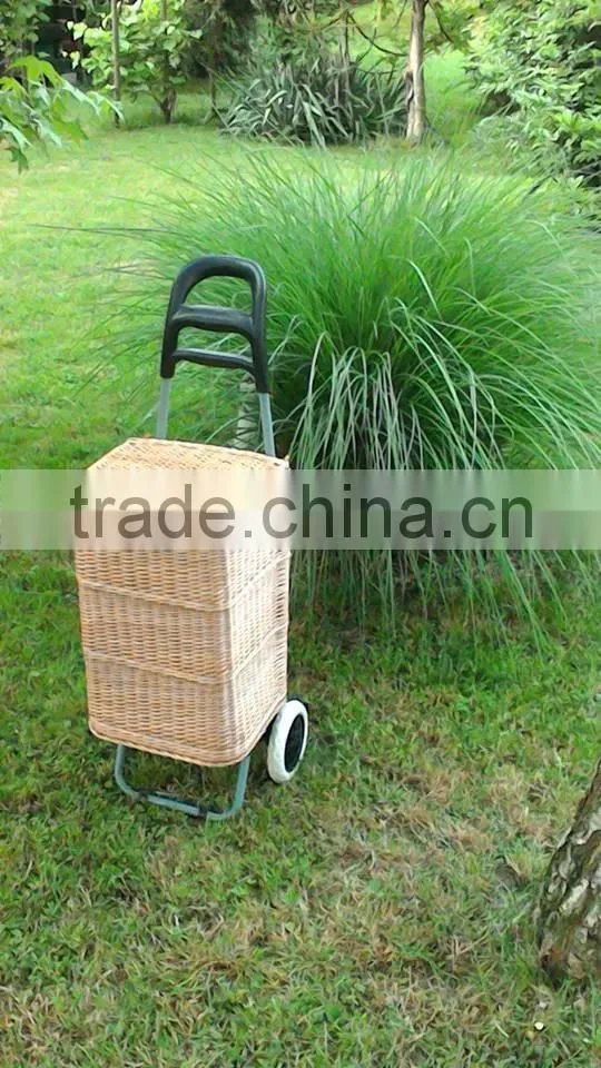 Wicker Shopping Trolley, Wicker Shopping Basket Trolley, Willow Shopping Basket Trolley, Wicker Shopping Bag on Wheels, Wicker S