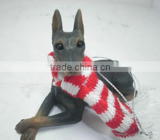 Mini resin Doberman dog christmas hanging decoration