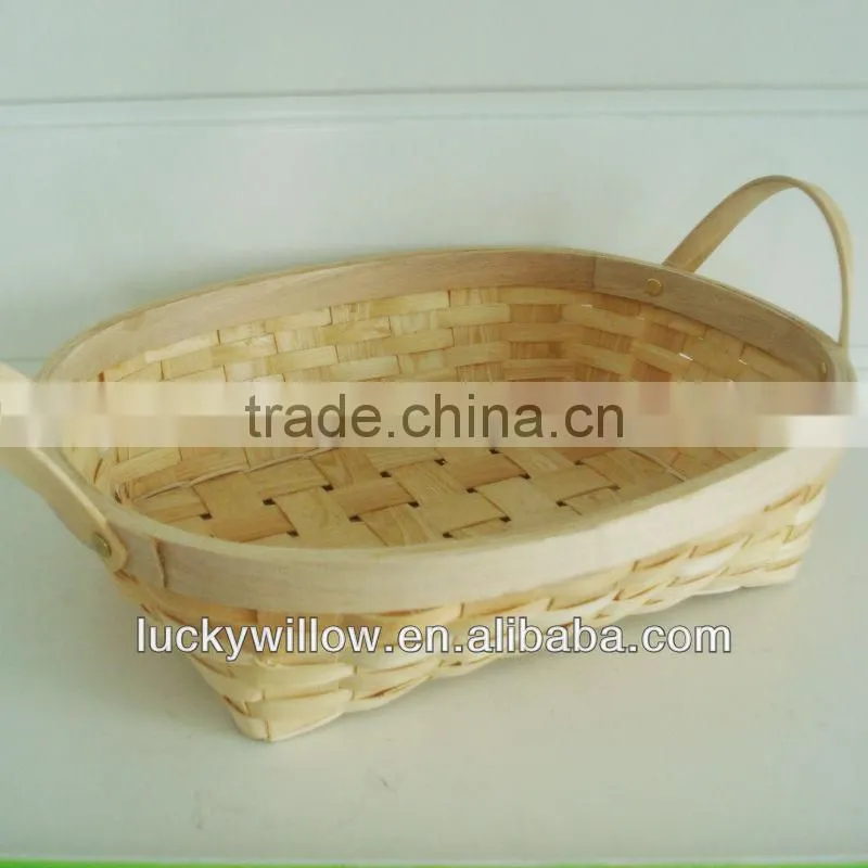 factory direct supply 2016 wooden basket with handles for fruit&food