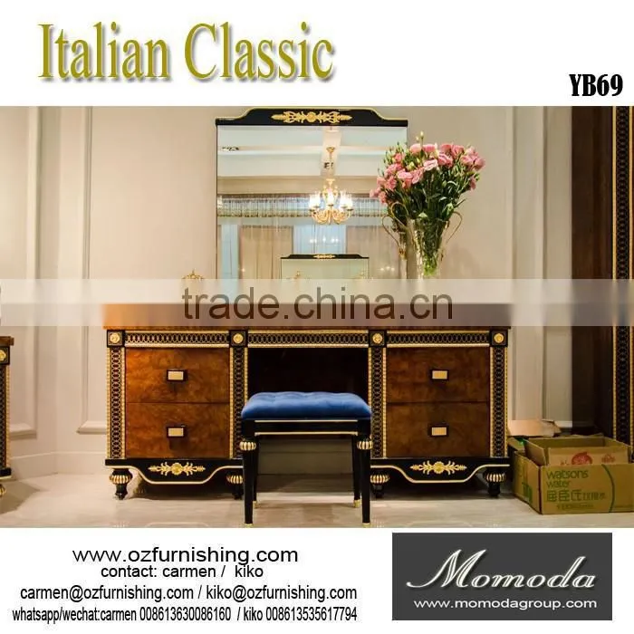 YB69 new model design italian royal baroque style luxury solid wood bedroom furniture for sale