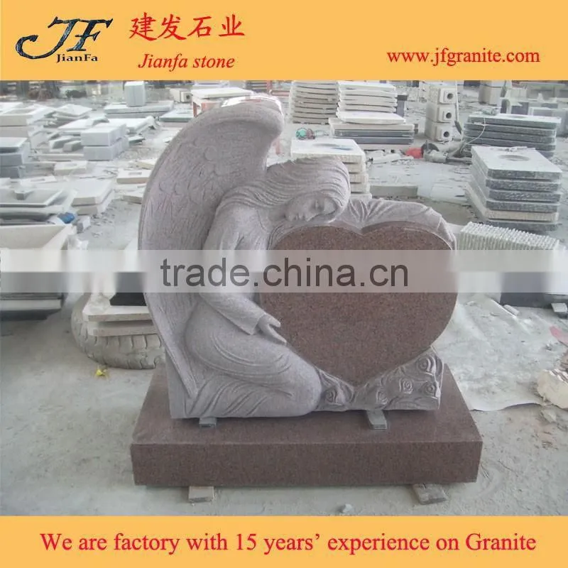Carved Angel Headstone Red granite head stone monuments