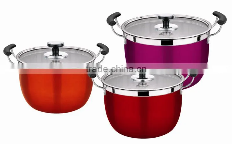24cm stainless steel colorful high multi storage pot