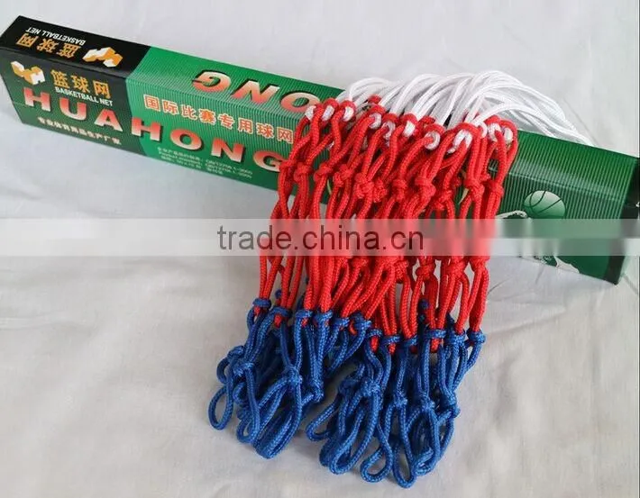 Outdoor basketball nets 21'' , white basketball net with 12 hooks 2-3 color nylon material