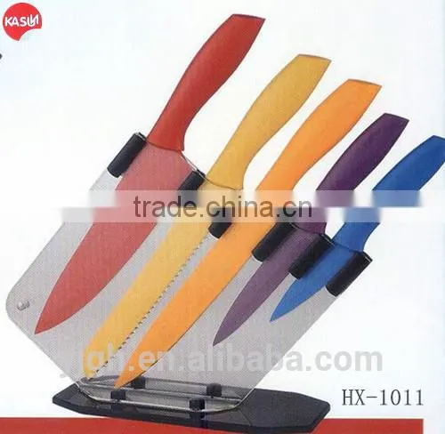 5pcs color plastic handle kitchen knife food preparation kitchenware tools