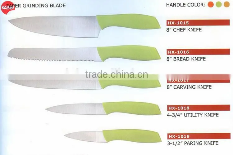 5pcs color plastic handle kitchen knife food preparation kitchenware tools