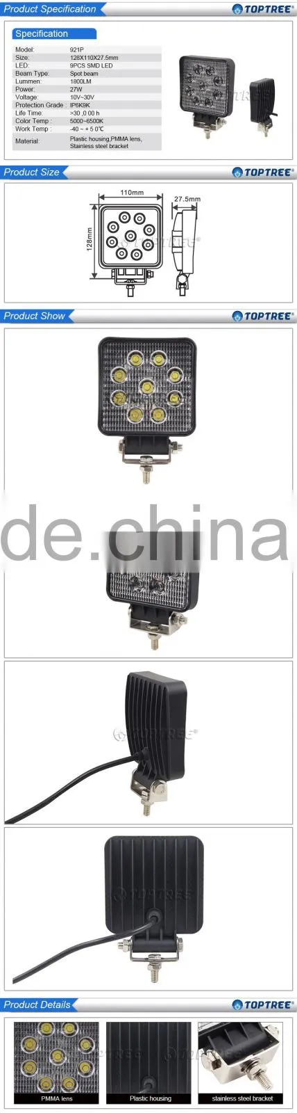Wholesales cheap price US 6.99 27W working light led for tractor