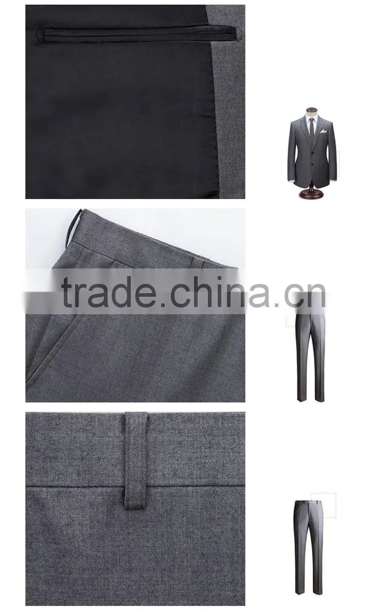 2017 new arrival light grey gents suits pant coat mens business & wedding suit