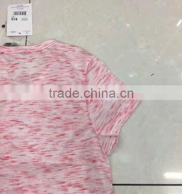 Women stock apparel v-neck slub cotton t-shirt