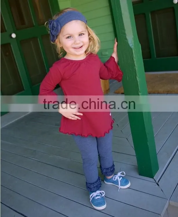 2017 New arrival custom children's clothing cotton clothes wholesale icing pants boutique ruffle baby girl pants