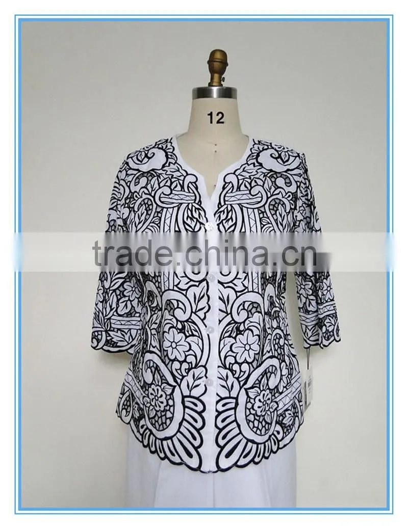 2016 Fashion Business Embroidery Blouse And Pants Suit