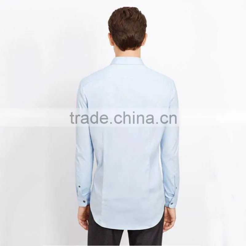 Factory supply directly 2015 fashion slim fit formal sky blue shirts for men