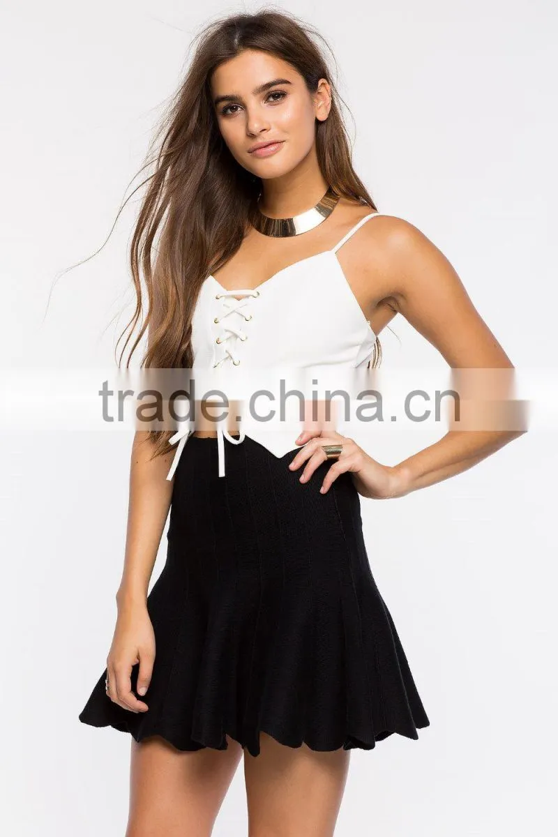 Wholesale high waist fitted bodice lates skirt design pictures flare skirt for women