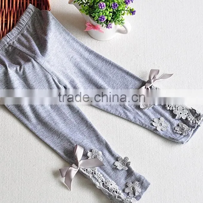 New Fashion Infant Girls Leggings Modal Bowknot Flower Trousers Korean Style Capri Pants Children Clothes PT40812-25