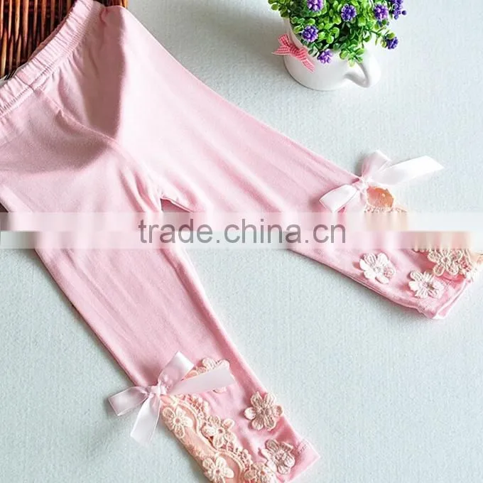 New Fashion Infant Girls Leggings Modal Bowknot Flower Trousers Korean Style Capri Pants Children Clothes PT40812-25