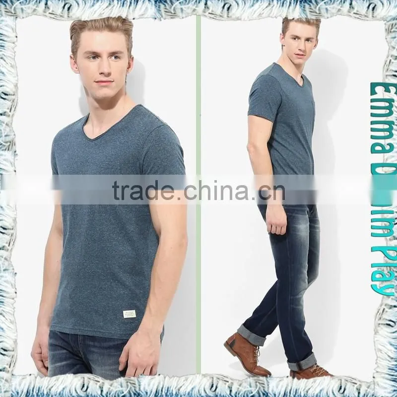 Wholesale Men's High Qualityn V Neck Combed Cotto Tee Shirts